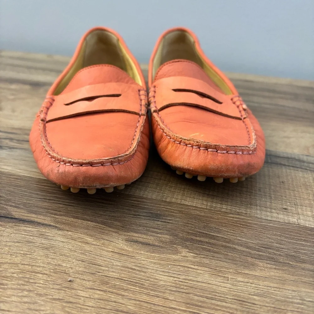 M.Gemi Leather Driving Moccasin Slip On Loafers Light Orange - Picture 4 of 8